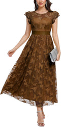 Women's Casual Tulle Midi Dress for Weddings and Parties