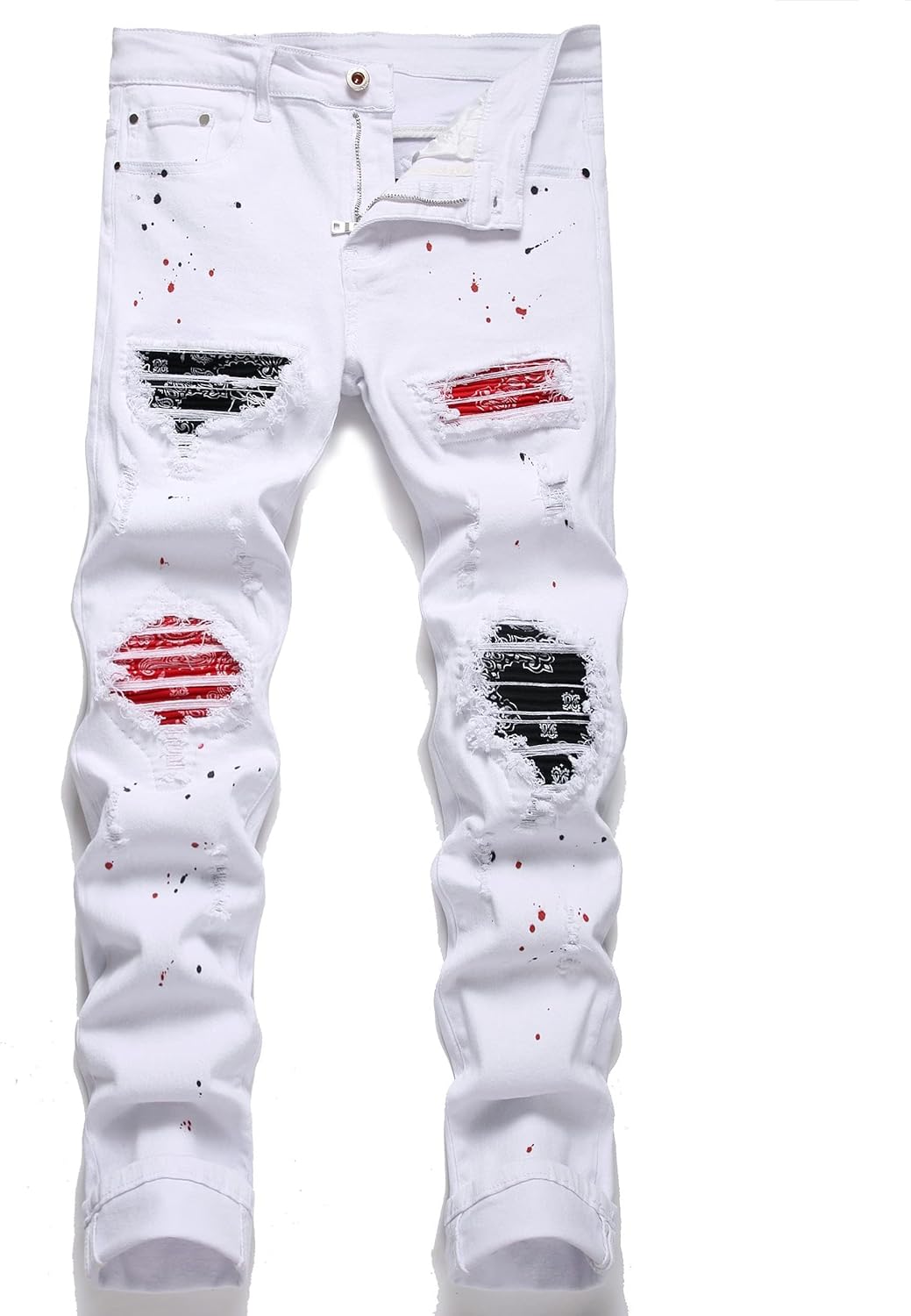 AITITIA Men's Ripped Regular Fit Stretch Jeans for Comfort