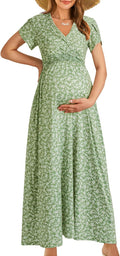 Maternity Maxi Dress Wrap V Neck for Pregnancy Photoshoots