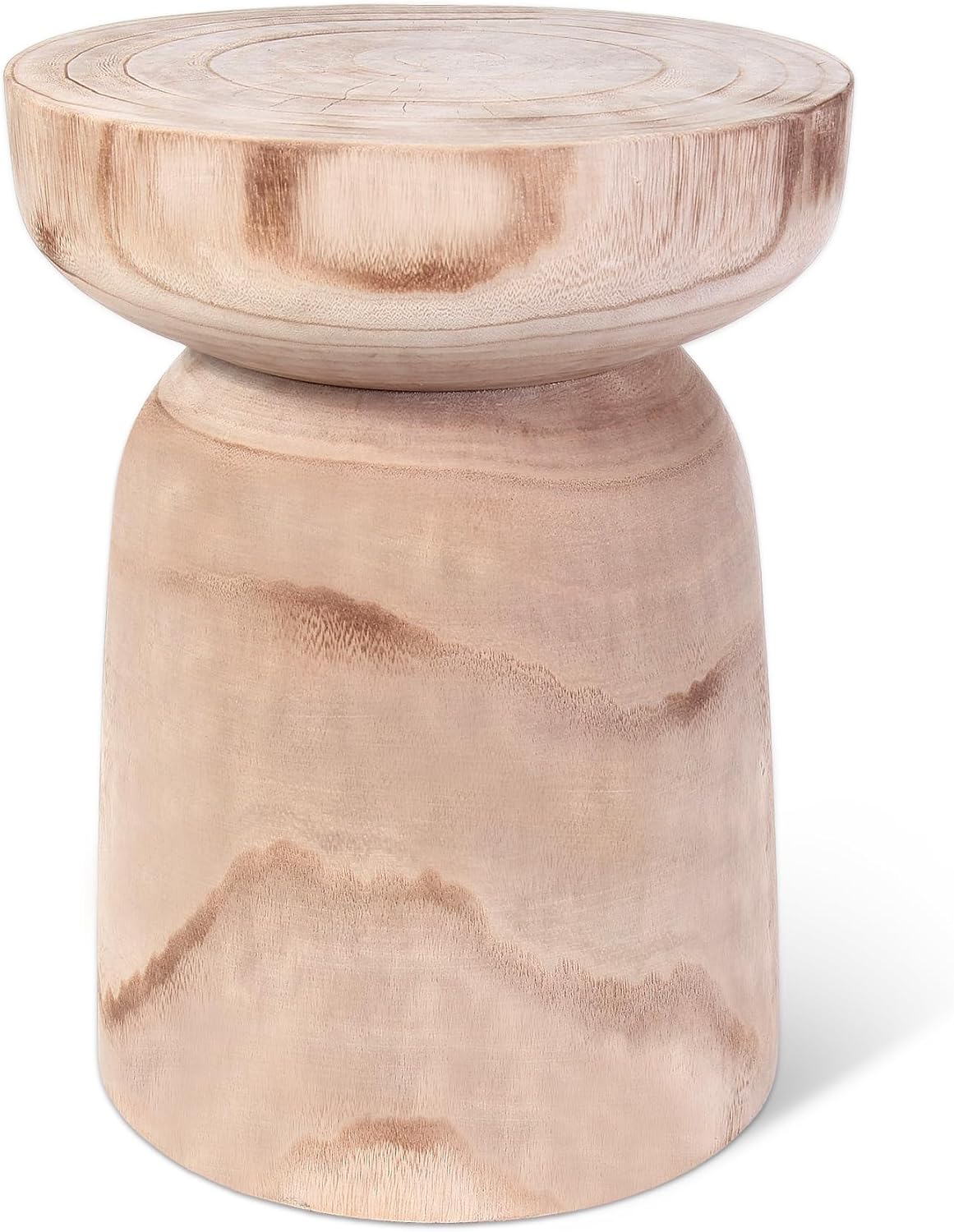 Athaliah Wooden Side Table: Rustic Hand Carved Tree Stump
