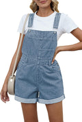 Pink Queen Women's Denim Shortalls High Waist Bib Jeans Overalls must