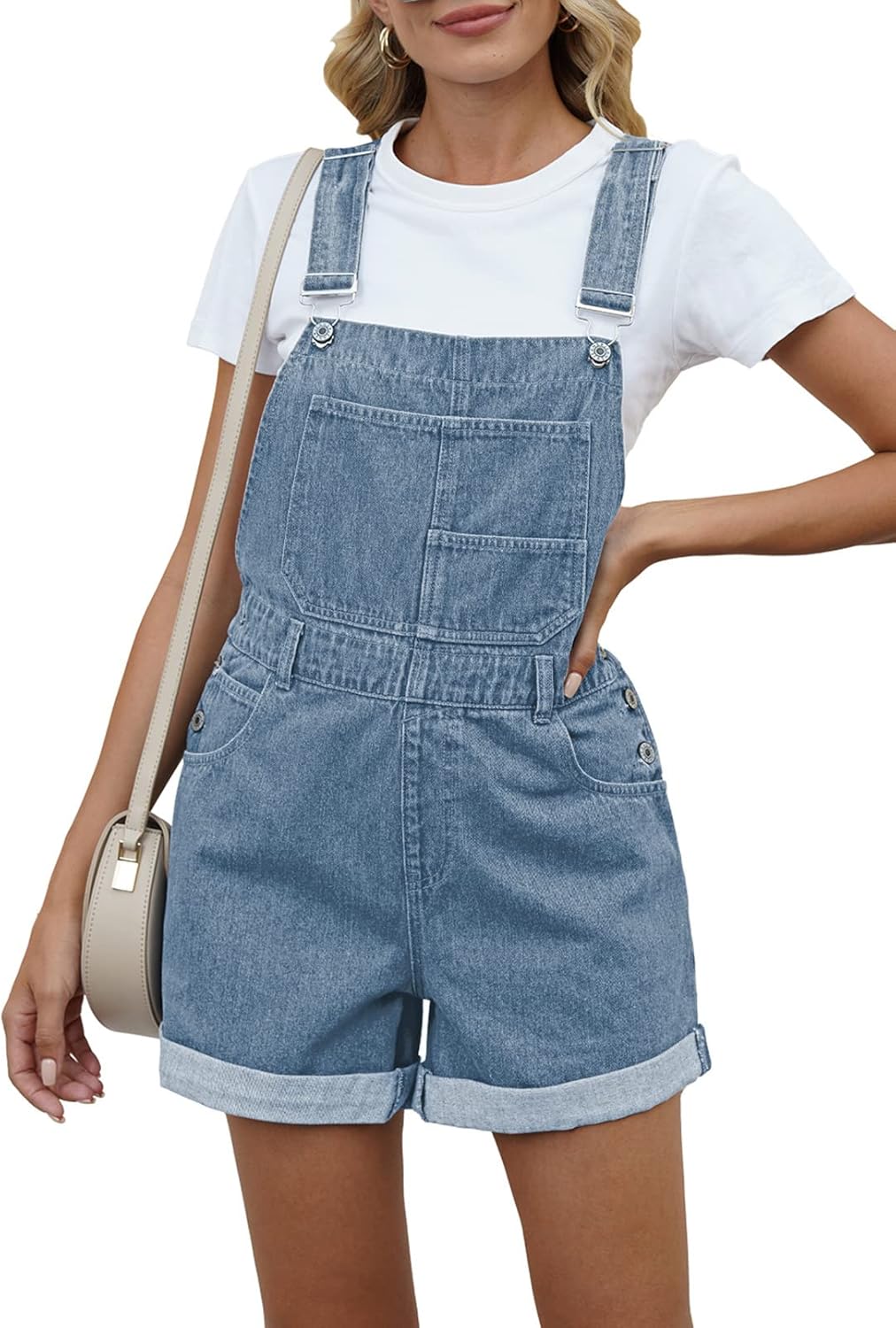 Pink Queen Women's Denim Shortalls for Casual Summer Style