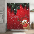Winter Christmas Shower Curtain Red Reindeer Shower Curtain