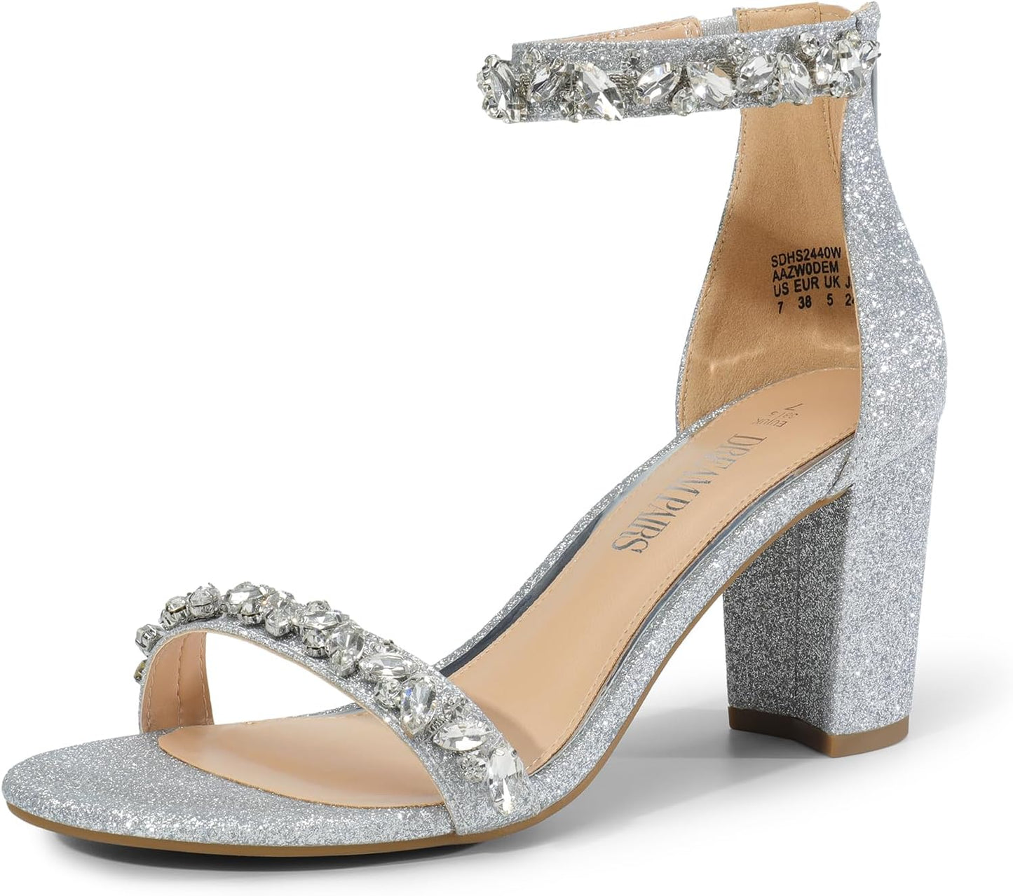 DREAM PAIRS Women's Chunk Low Heel Pump Sandals for Elegance