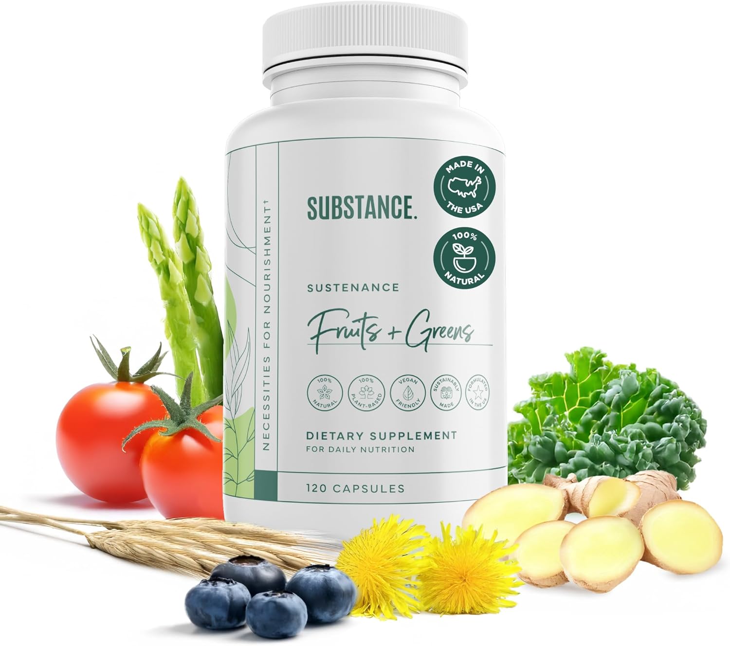 Nature's Sustenance Daily Greens Supplement for Energy Boost