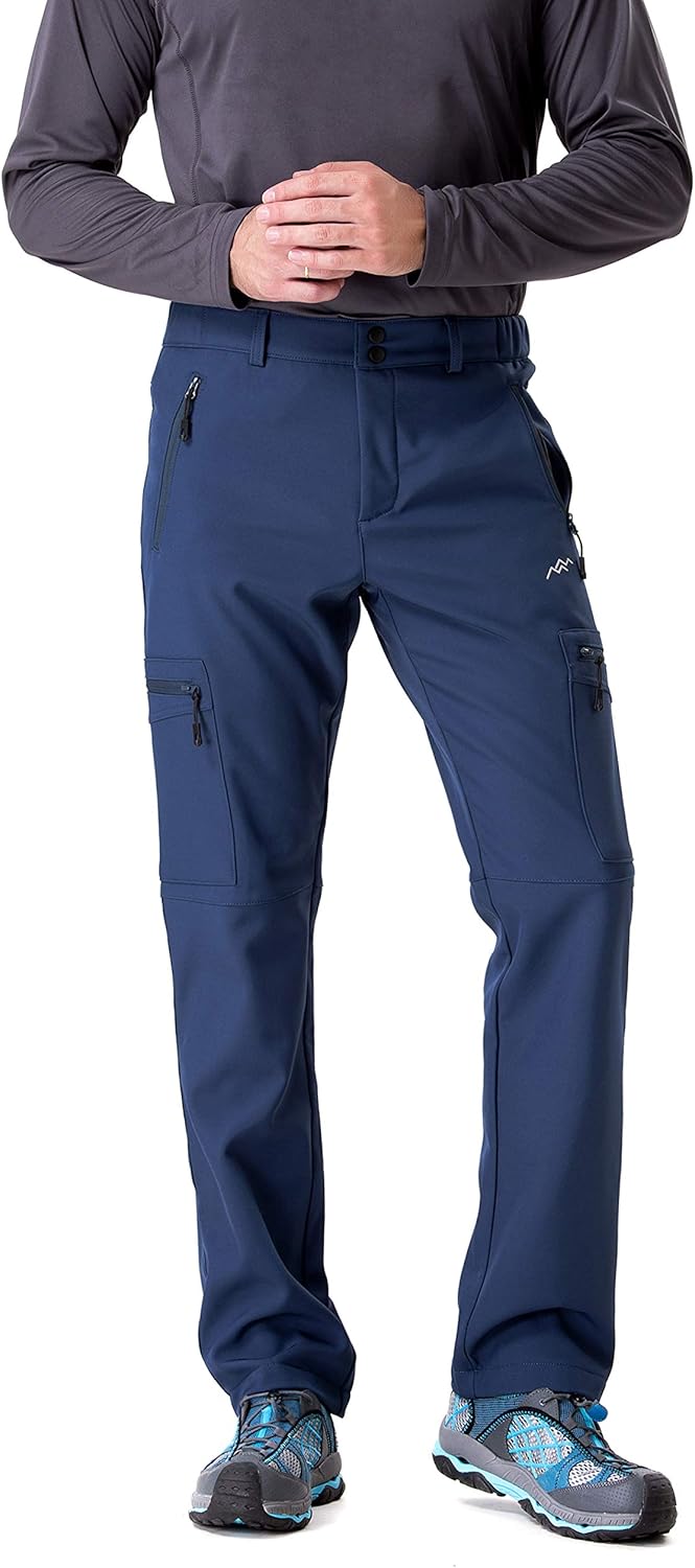Men's Fleece Lined Insulated Softshell Pants for All Weather