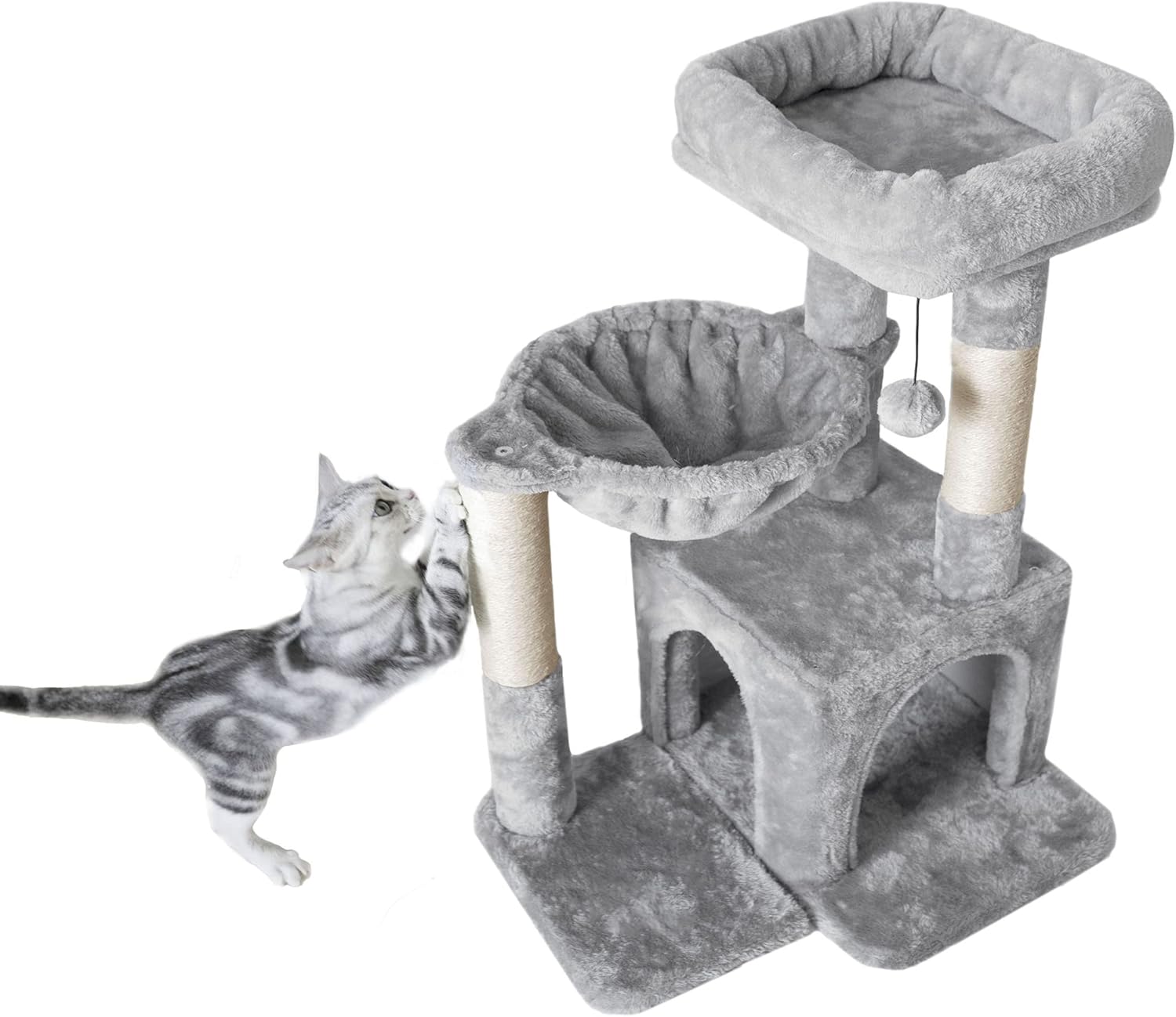 Pesofer Cat Tree Small Tower with Hammock and Scratching Post