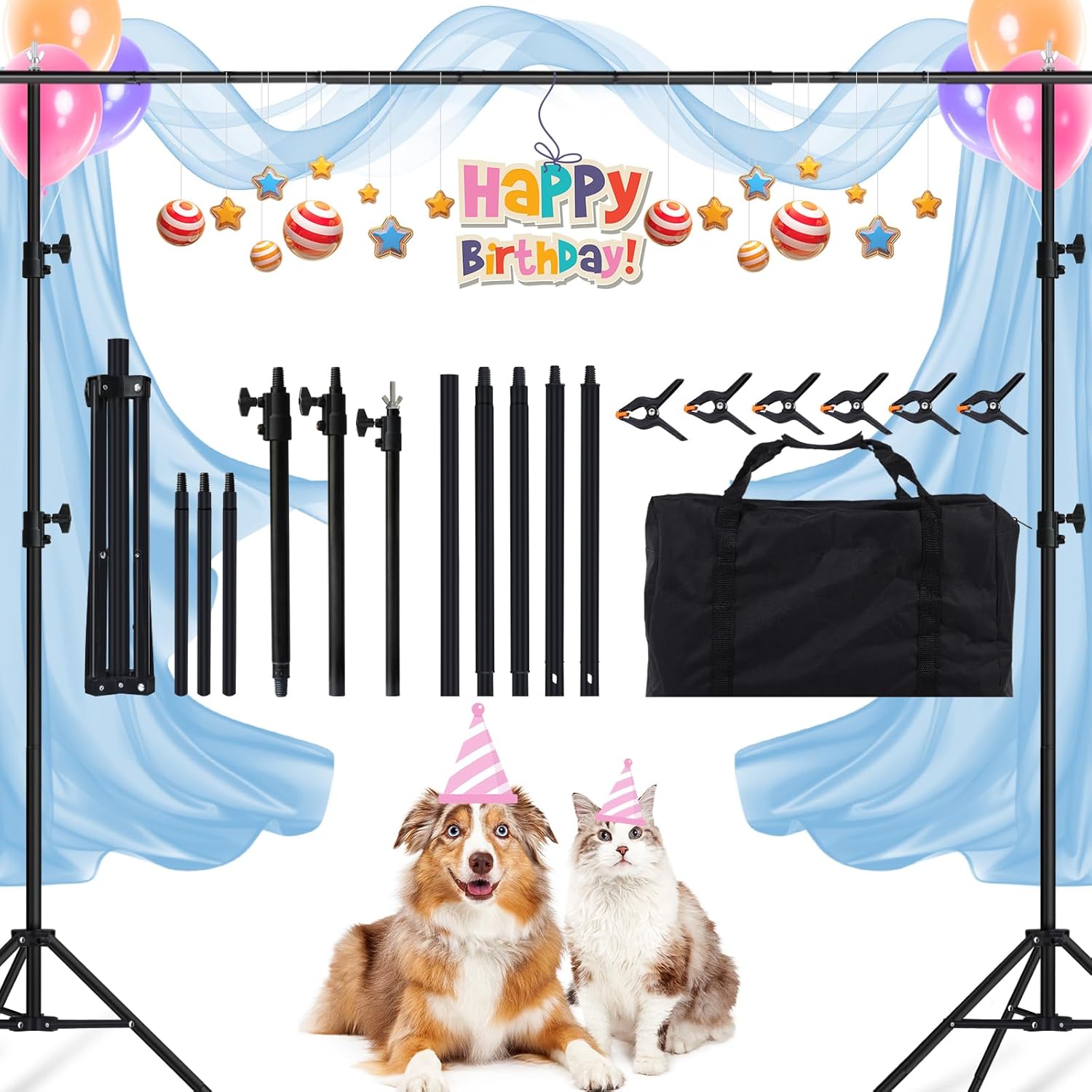 Backdrop Stand for Photo Studio with Adjustable Support Kit