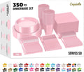 350 Pcs Pink Plastic Plates Set for Parties and Gatherings
