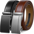 Founders & C Mens Belt 2 Pack Ratchet Leather Dress Belts - Adjustable