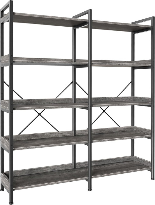 Huuger 5 Tier Bookshelf with 10 Open Shelves for Display