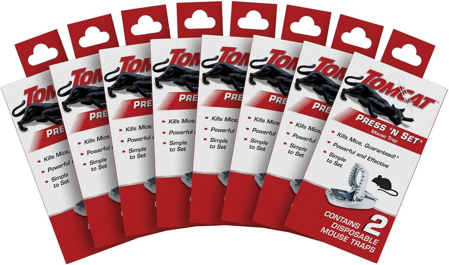 Tomcat Press 'N Set Mouse Trap: Indoor/Outdoor, 8 Pack