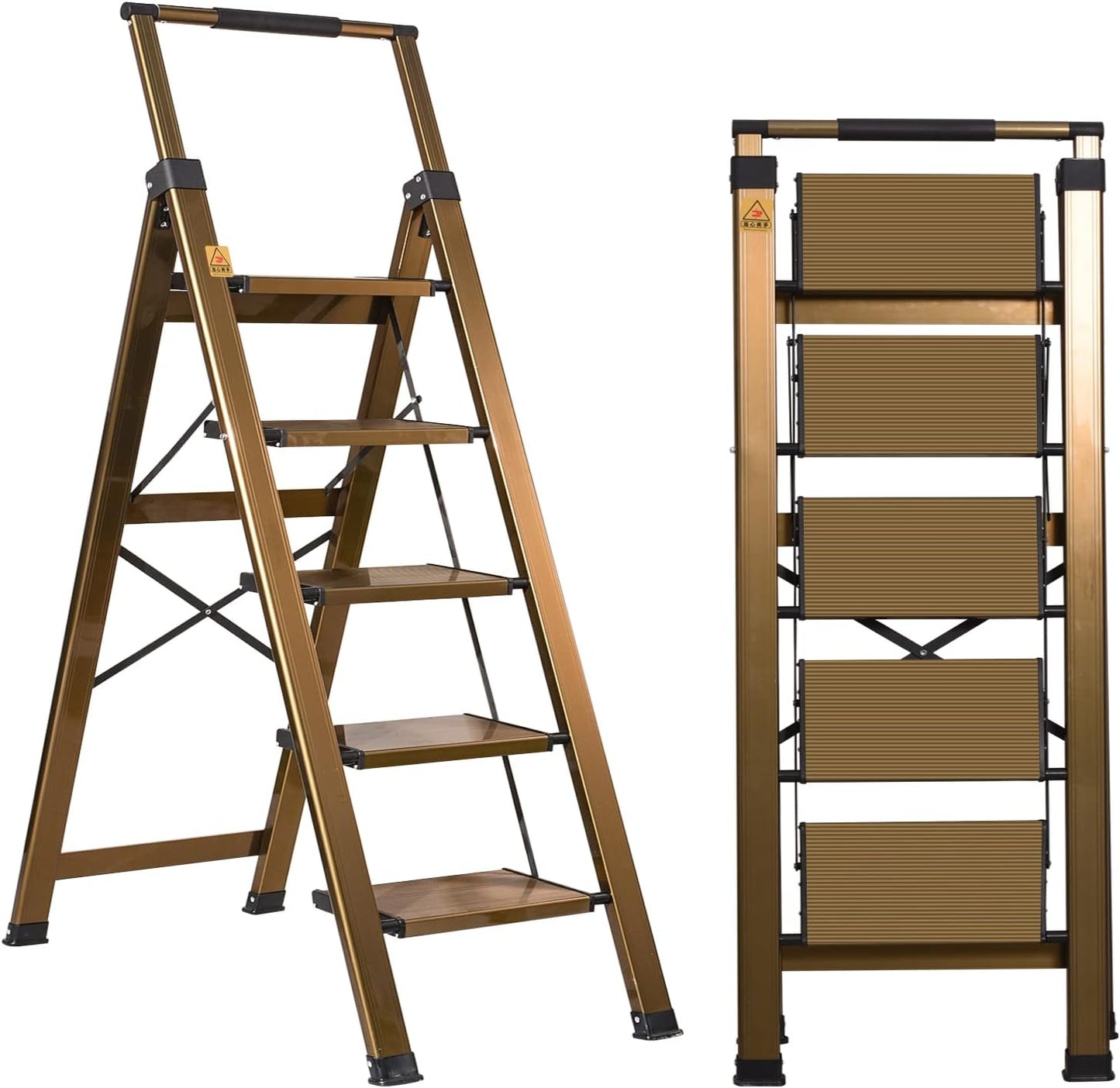 XinSunho 5 Step Ladder with Retractable Handrail for Safety