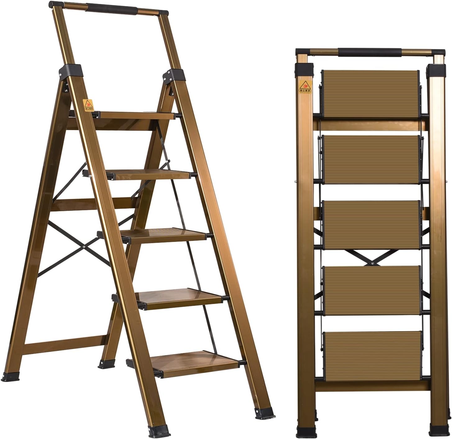 XinSunho 5 Step Ladder with Retractable Handrail for Safety