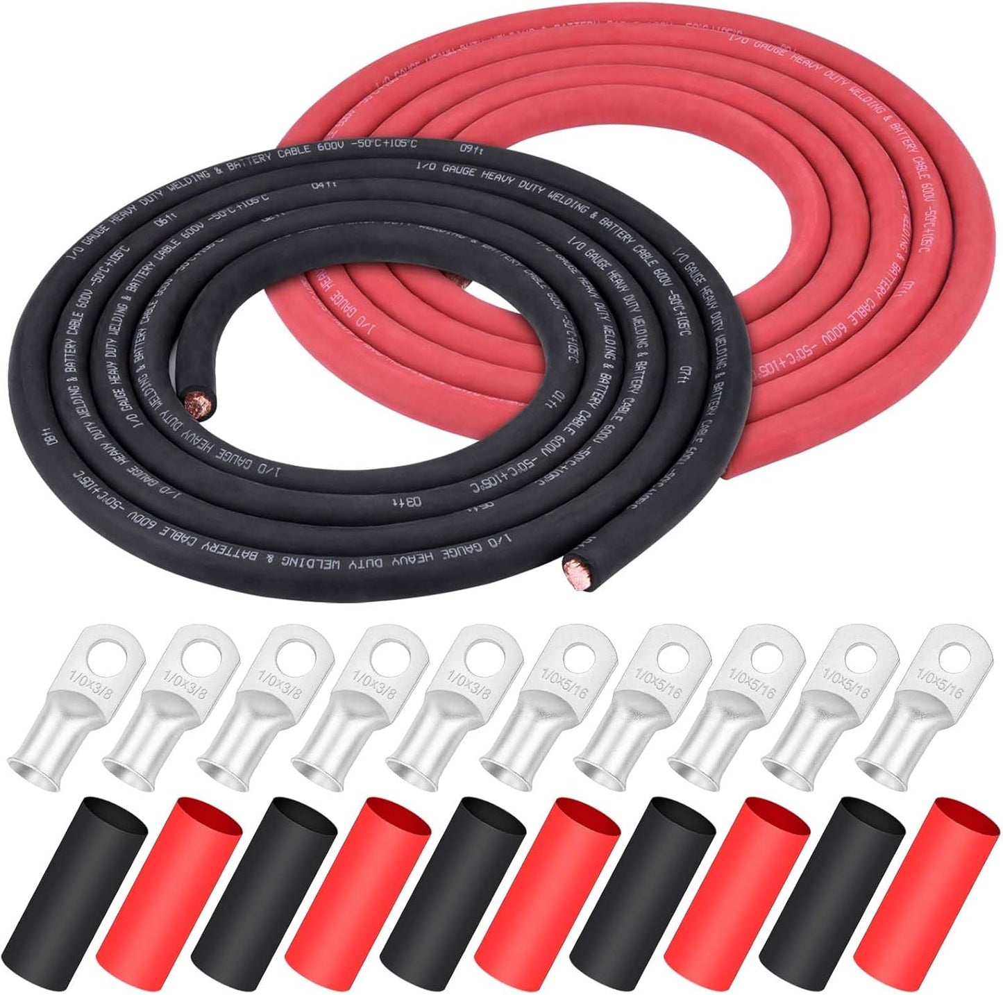 iGreely 1/0 AWG Gauge Wire 10 Ft Black & Red Cable