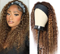 Headband Wig Human Hair Ombre Highlight Curly 16in - Easy Wear