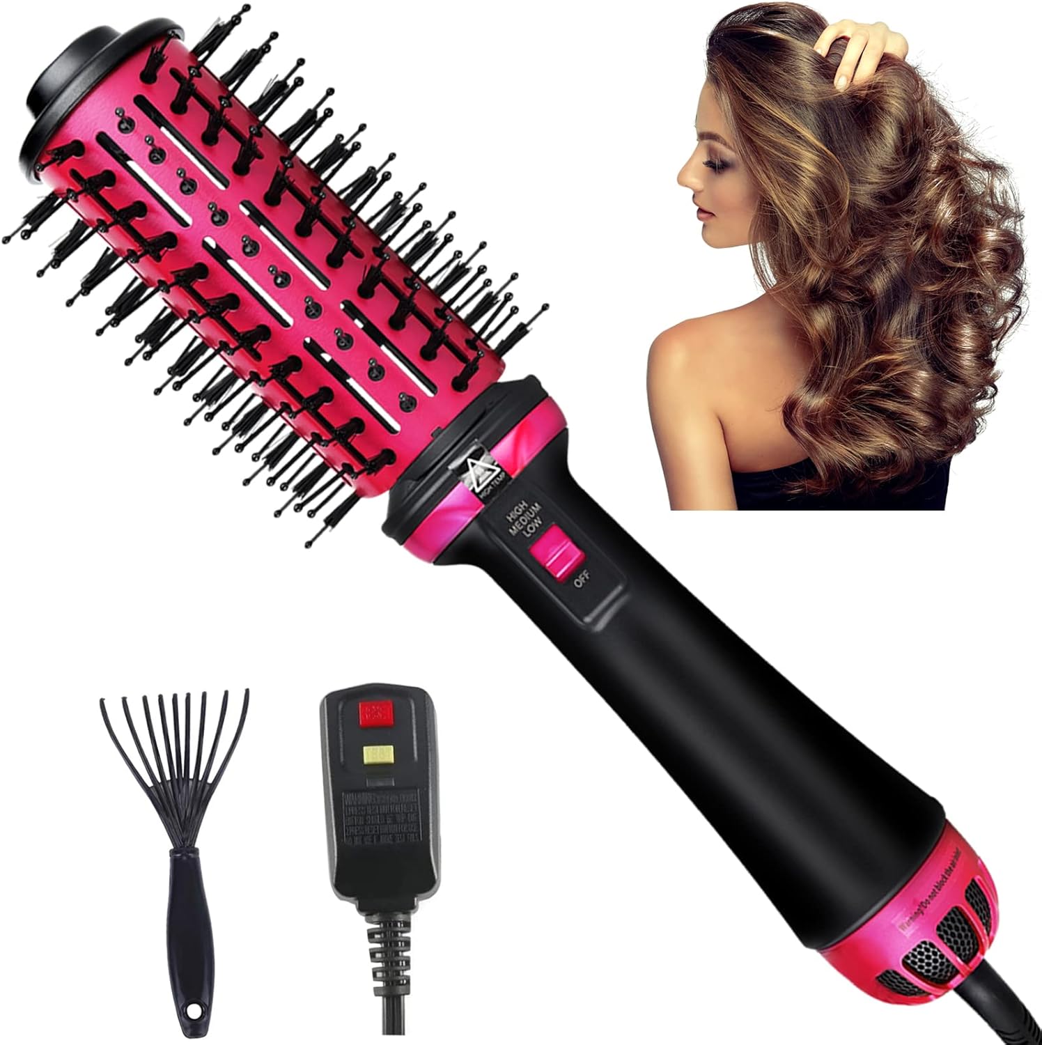 Pink Ionic Hair Dryer Brush: Quick Drying & Volumizing