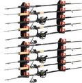 Fishing Rod Holders Wall or Ceiling Mounted Rack - Holds Up to 10 Rods