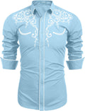 COOFANDY Men's Western Cowboy Embroidered Slim Fit Shirt Button-Down