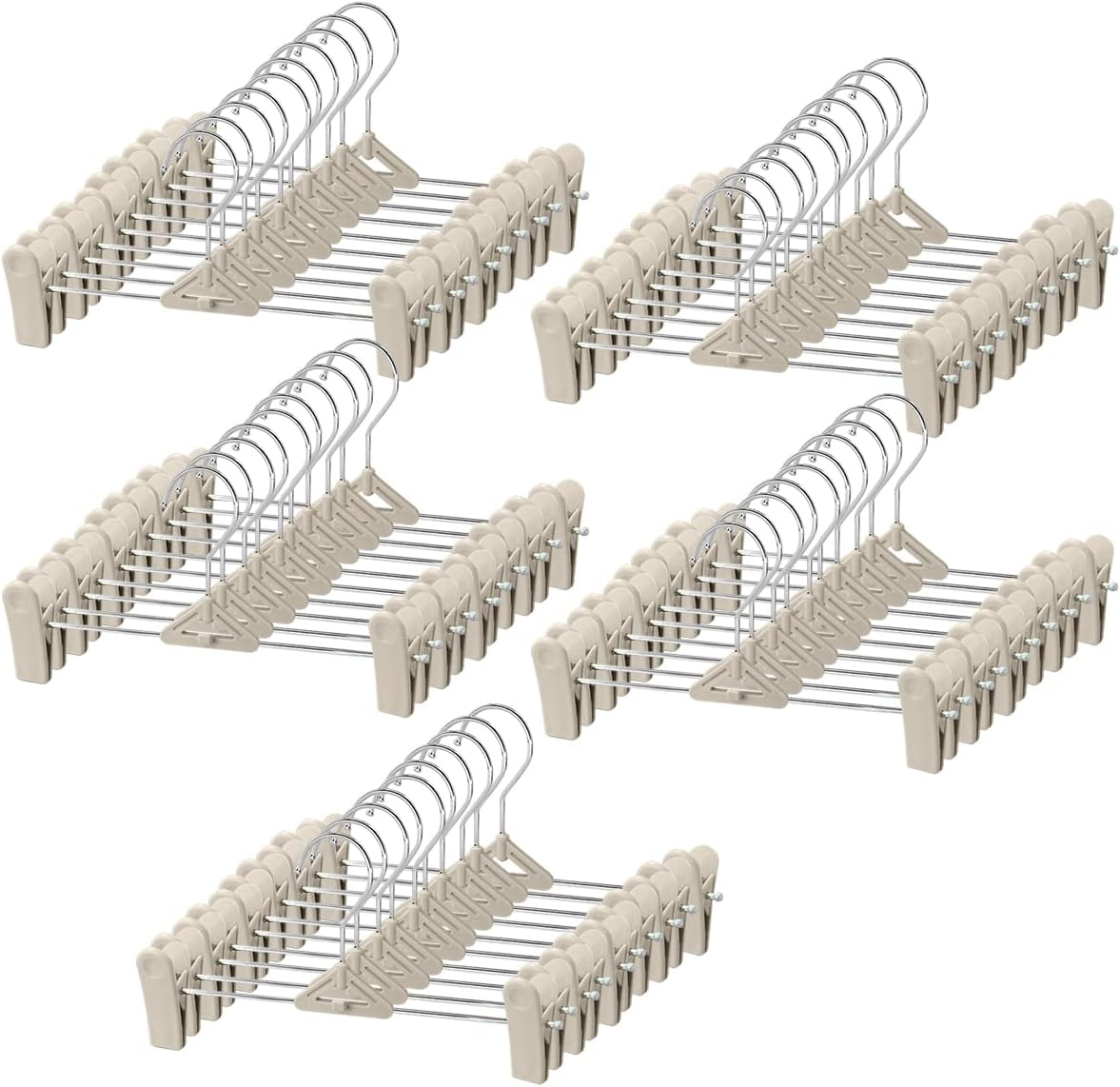 Pants Hangers with Clips 50 Pack - Space Saving Stackable Hangers