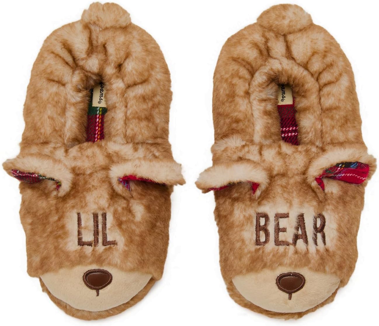 Matching Christmas Holiday Lil Bear and Baby Bear Slippers for Kids