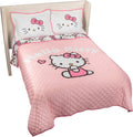 Hello Kitty Pink Stripes & Hearts Full/Queen Quilt Set - Super Soft
