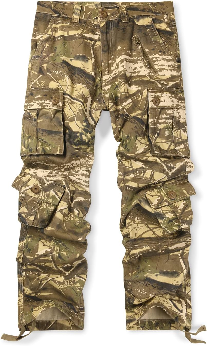 OCHENTA Men's Cotton Casual Cargo Pants for Tactical Comfort