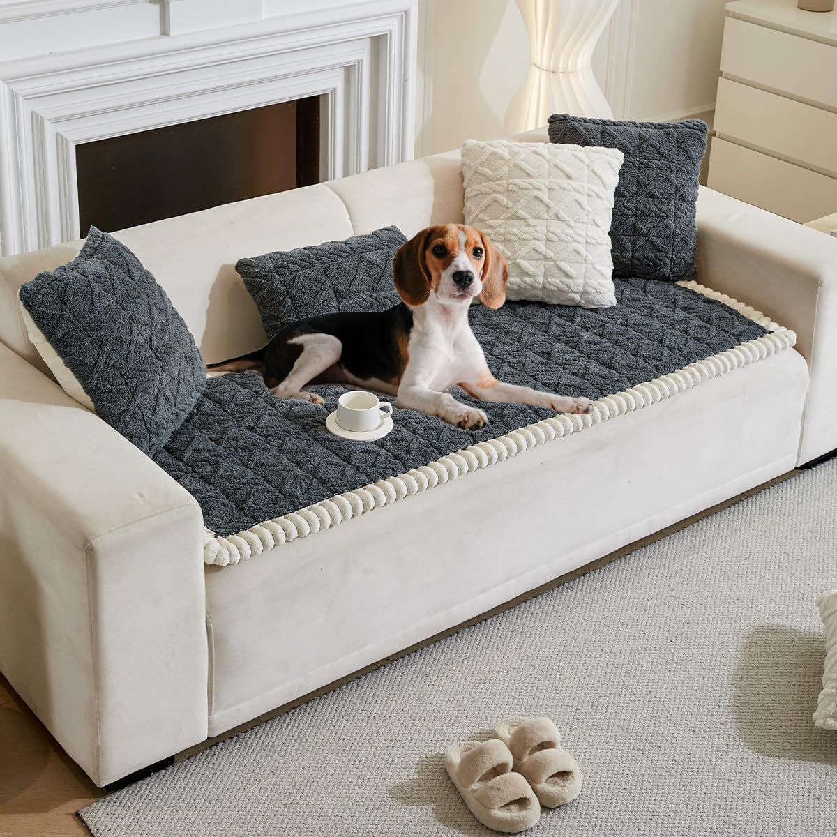 Non Slip Pet Couch Cover for Dogs - Fuzzy Sofa Protector