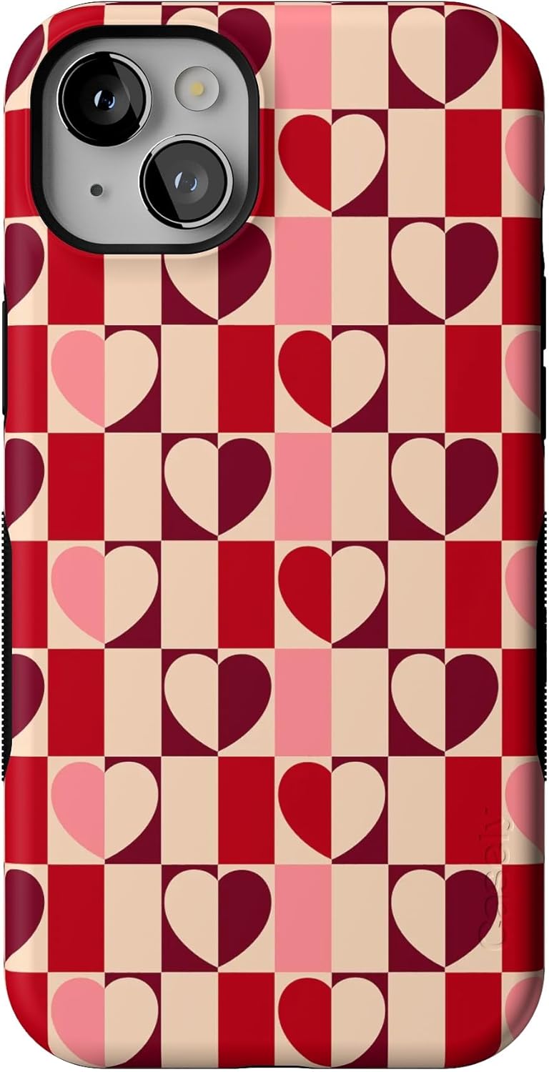 Casely iPhone 14 Plus Case - Love's a Game Retro Hearts Design