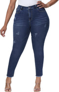 Womens Plus Size Skinny Jeans High Waisted Stretchy Ankle Jean