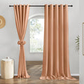 Linen Burnt Orange 78 in Curtains for Kitchen Window - 2 Panels