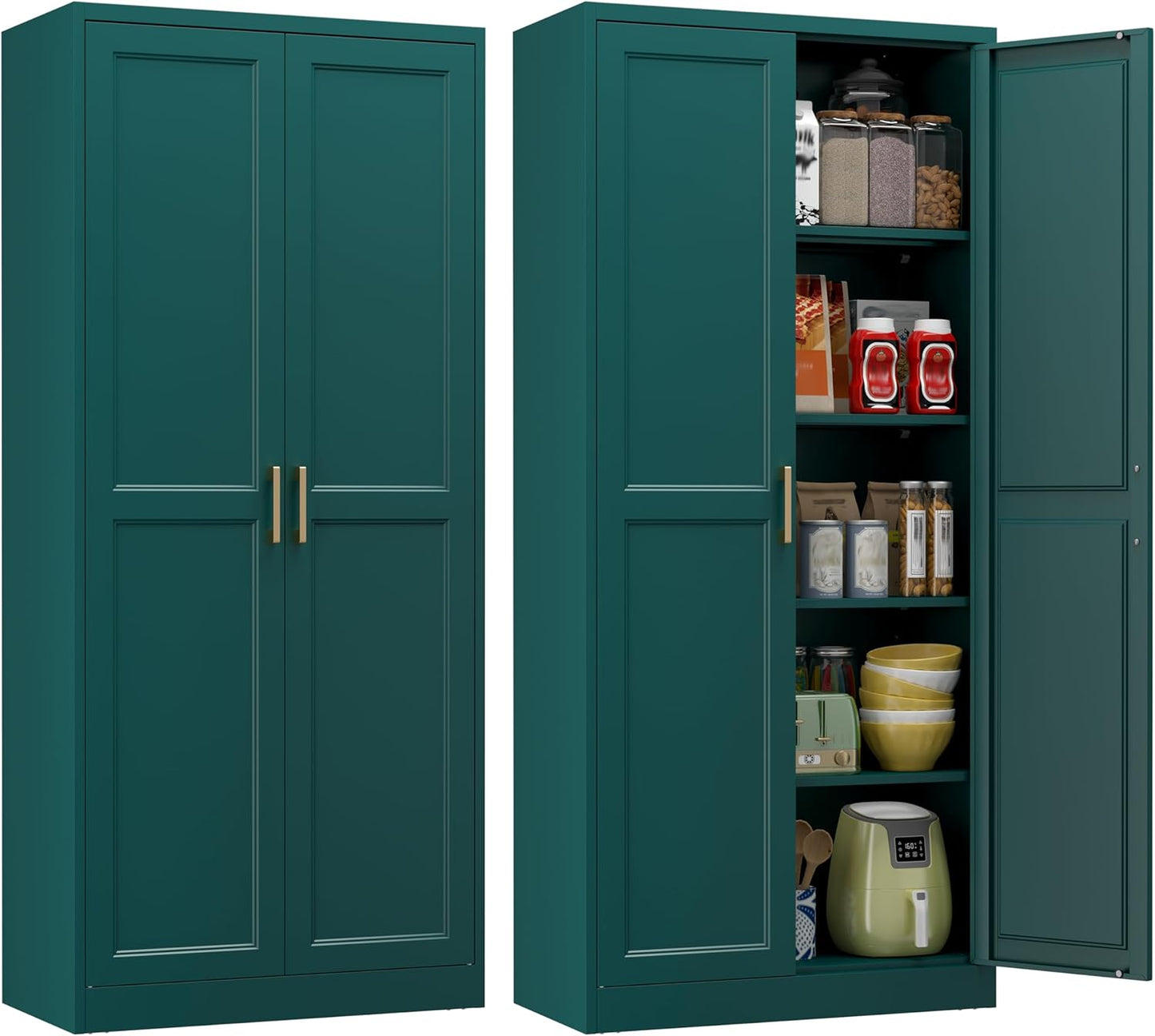 71 Inch Tall Metal Pantry Cabinet with Adjustable Shelves