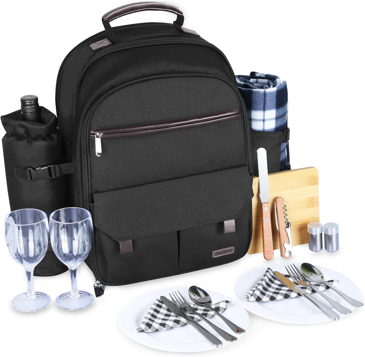 Sunflora Insulated Picnic Backpack for 2 with Cooler & Blanket