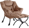 LITA Velvet Dark Brown Contemporary Accent Leisure Chair & Ottoman
