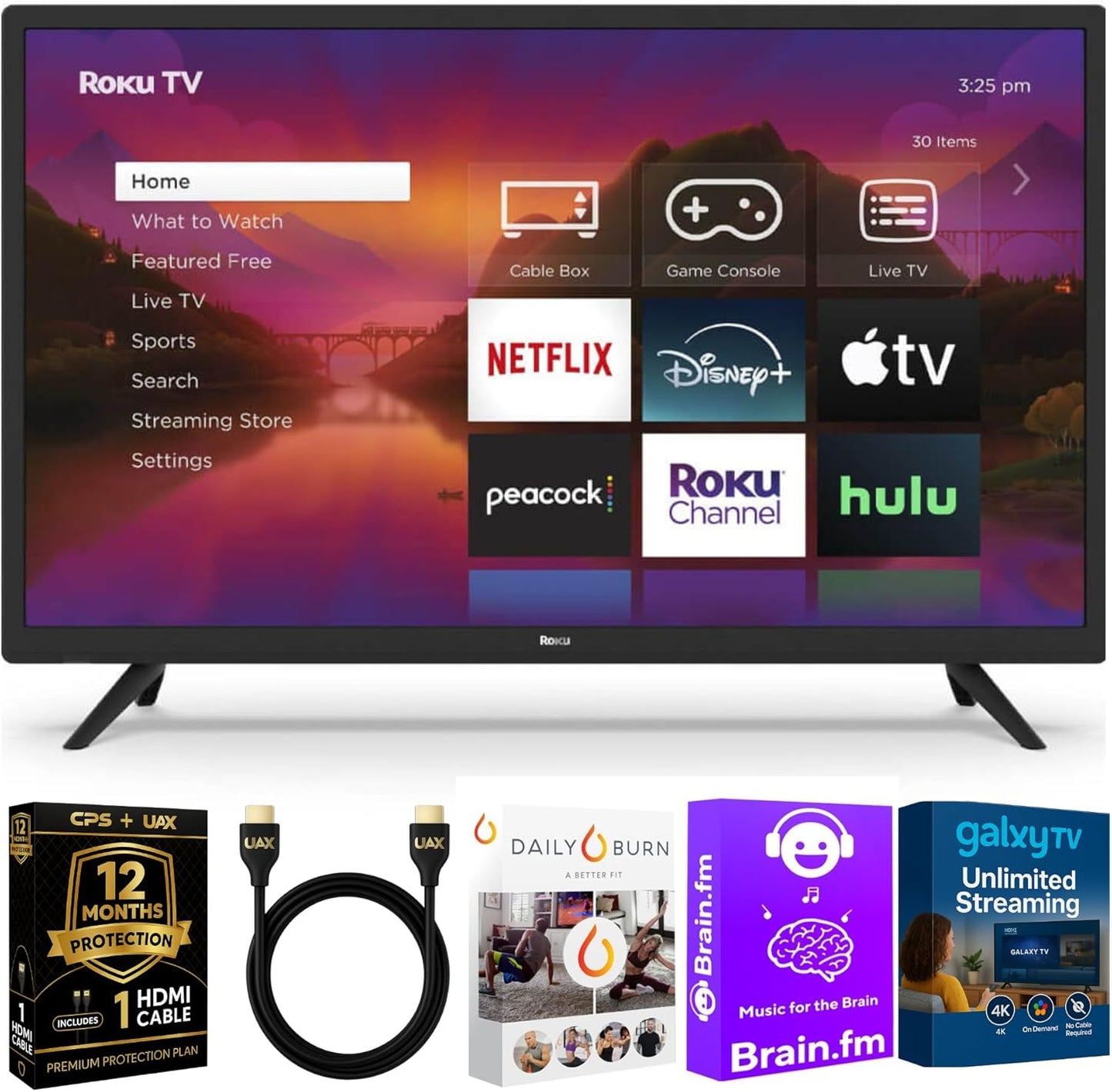 Roku 32-Inch Full HD Smart TV Bundle with Voice Remote and More