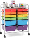 12-Drawer Rolling Storage Cart with Metal Frame - Mobile Organizer