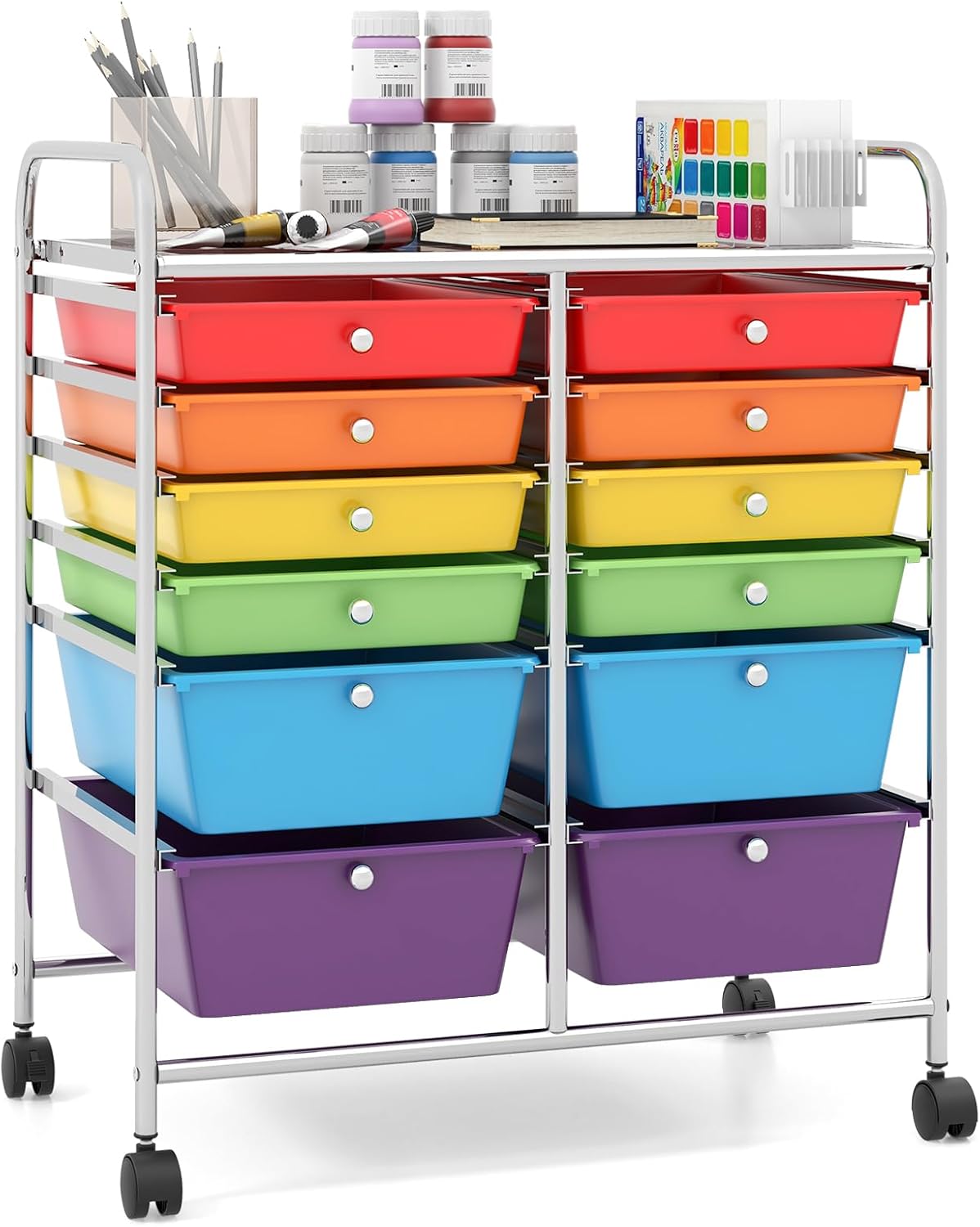 Giantex 12 Drawer Rolling Storage Cart for Office and Home