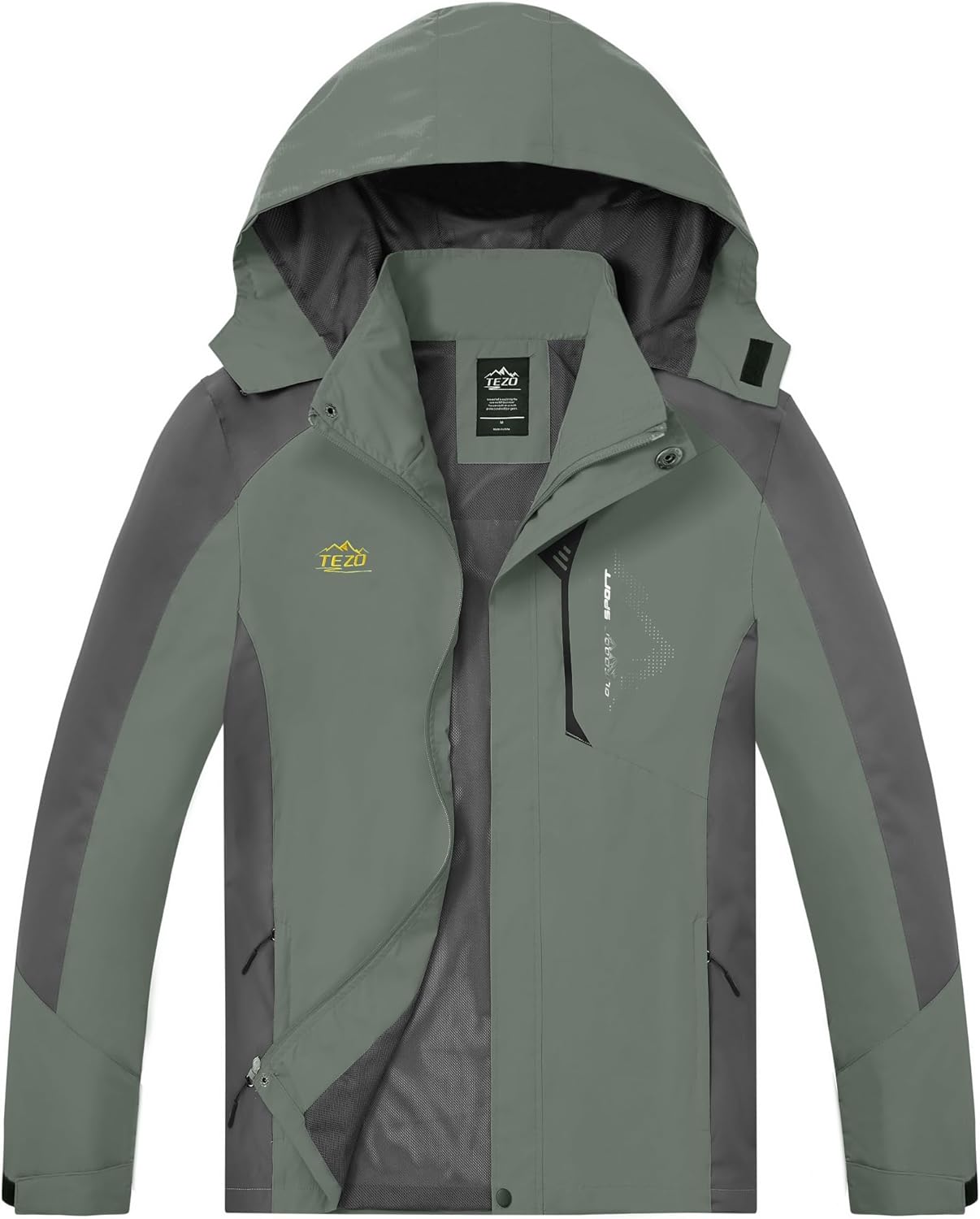 TEZO Mens Rain Jacket Waterproof Lightweight Windbreaker for Hiking
