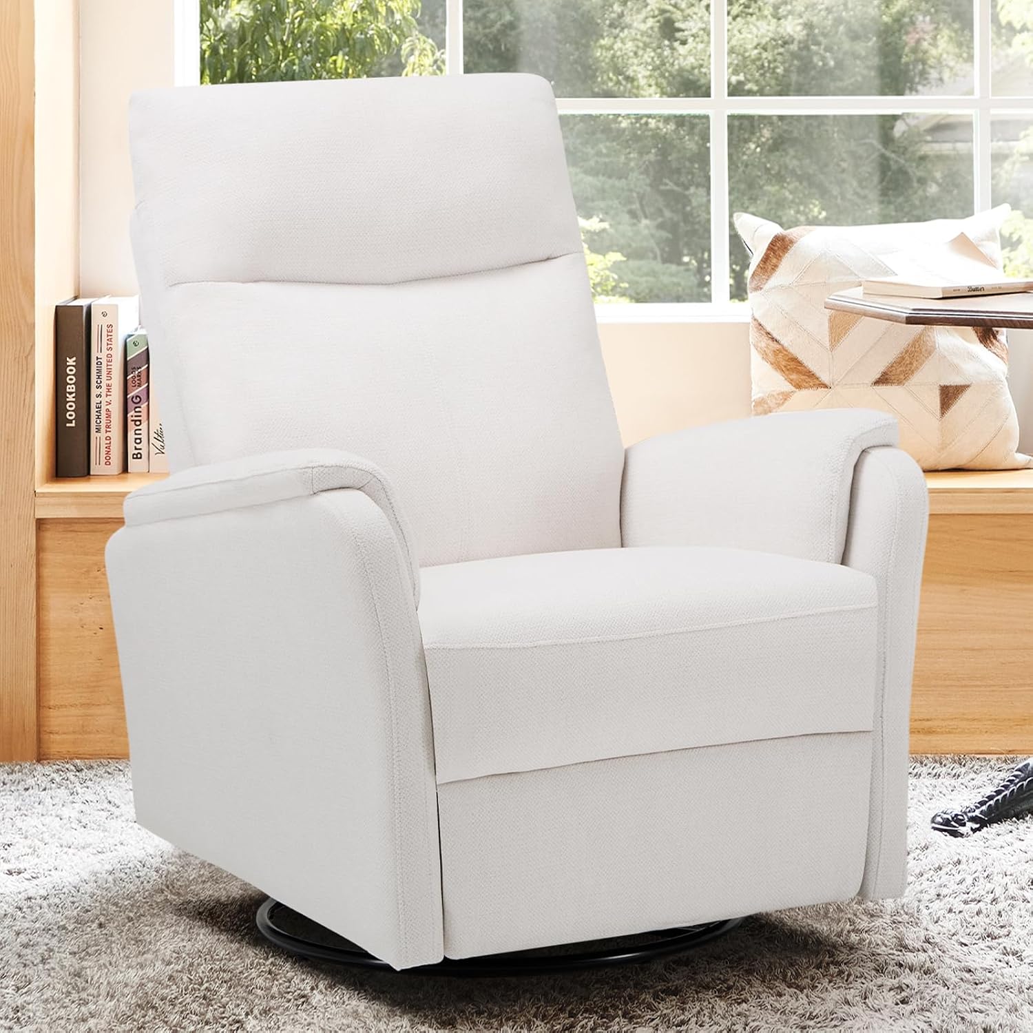 COLAMY Swivel Rocker with Extra Large Footrest