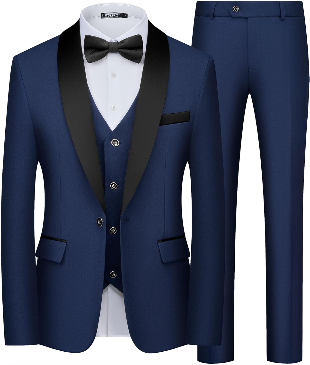 WULFUL Men's 3 Piece Slim Fit Tuxedo Suit Set for Any Occasion