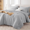 MUXHOMO 7 Piece Queen Comforter Set - Seersucker All-Season Luxury