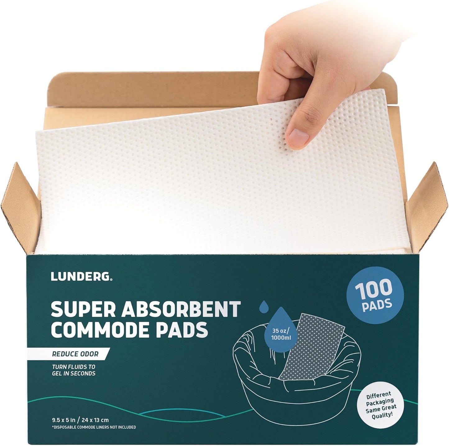 Lunderg Super Absorbent Commode Pads - 100 Pack: Easier Care