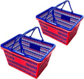 Stackable Plastic Shopping Baskets Red and Blue - 4-Pack