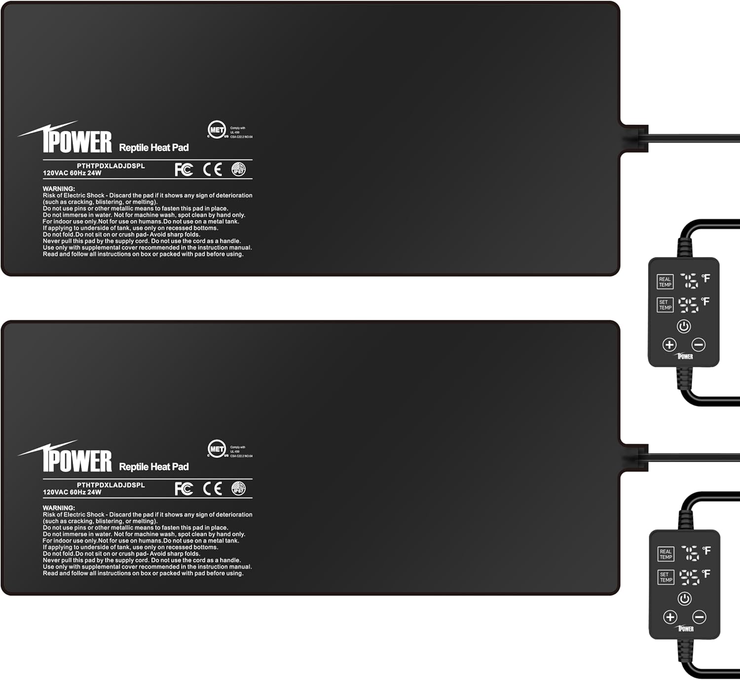 iPower 8 by 18 Inch 24W Reptile Heating Pad for Optimal Warmth