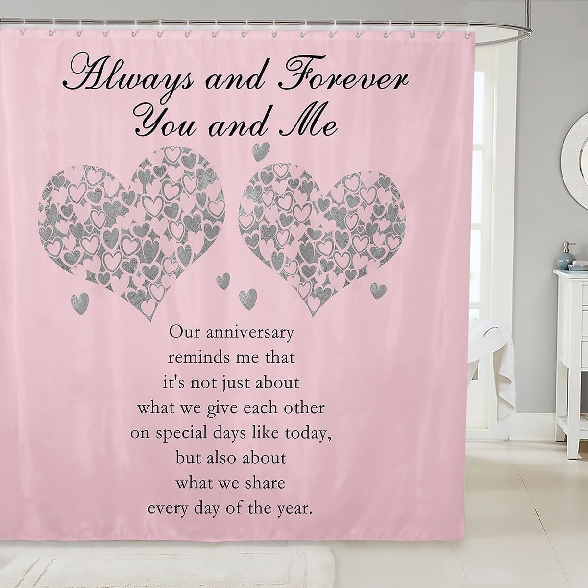 Romantic Pink Love Heart Shower Curtain