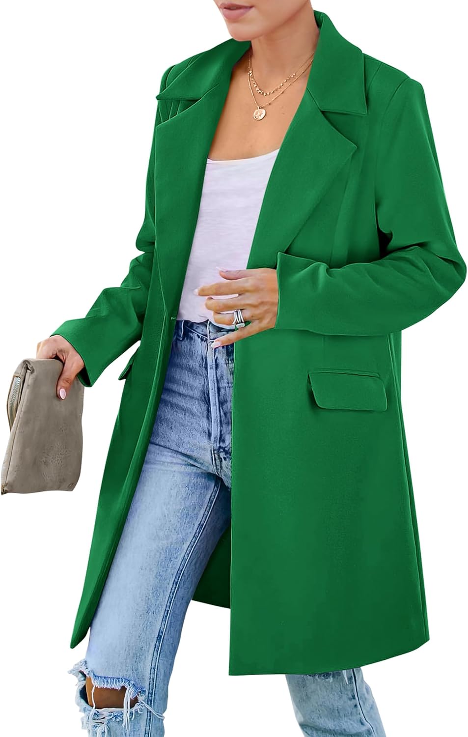 PRETTYGARDEN Women's Long Blazer Jackets for Work and Casual Wear