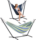 2-in-1 Convertible Backyard Fabric Hammock with Stand - Dual Use