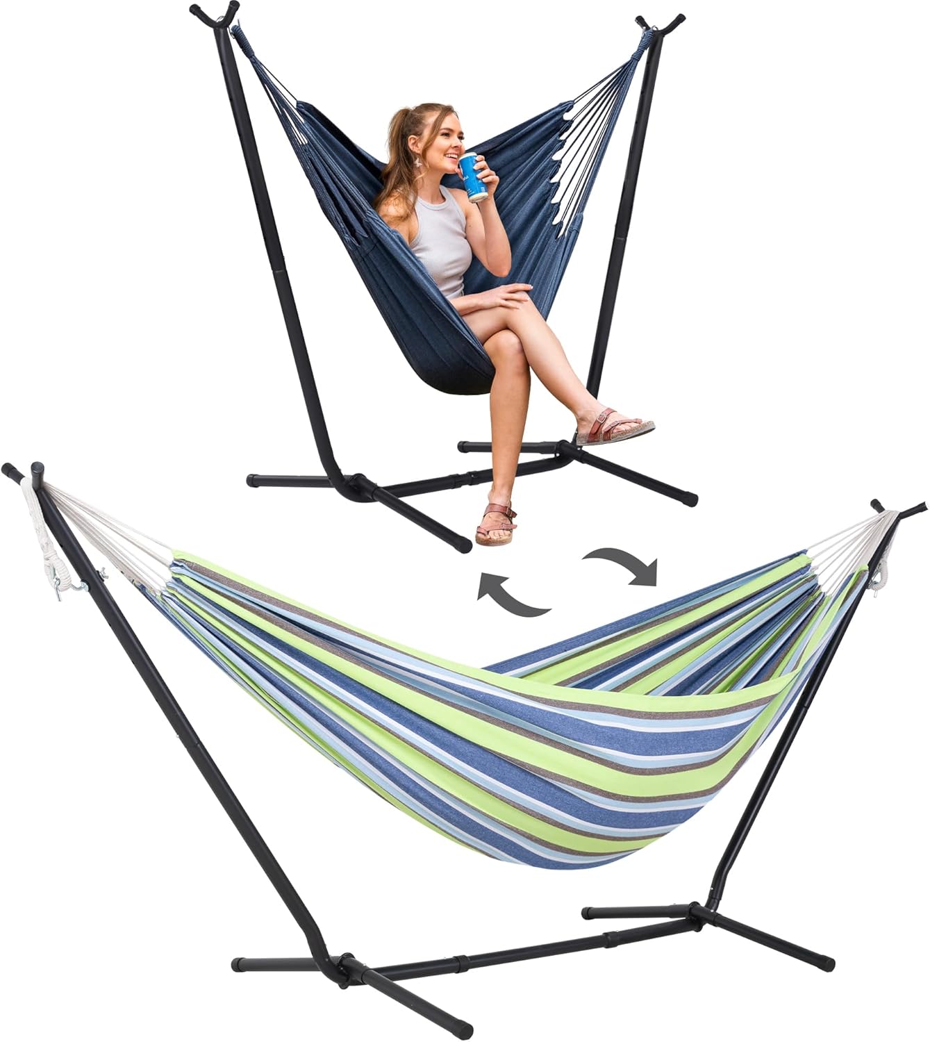 SUNCREAT 2-in-1 Convertible Backyard Hammock with Stand