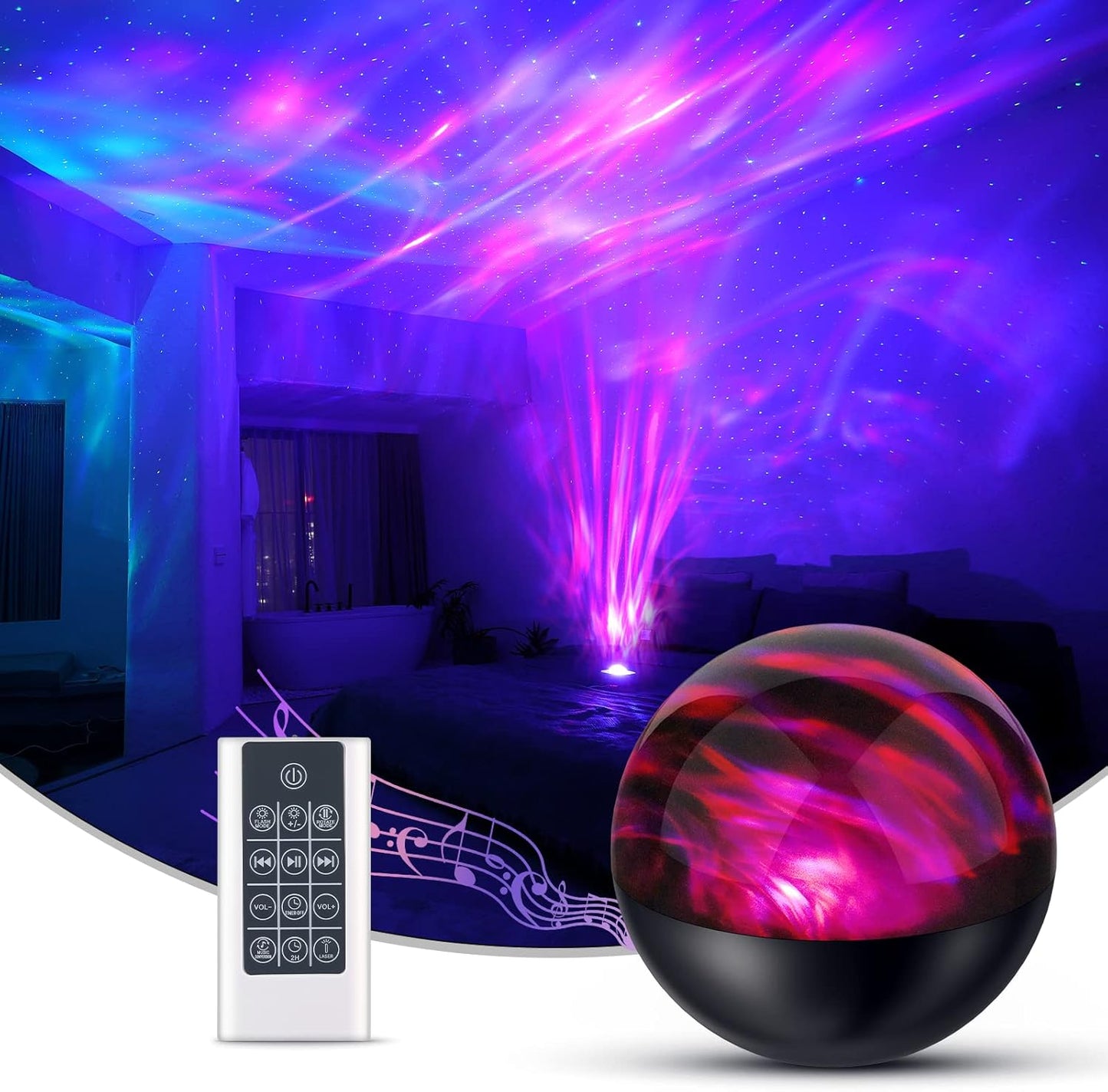 Galaxy Projector with White Noise & Bluetooth, Perfect for Parties