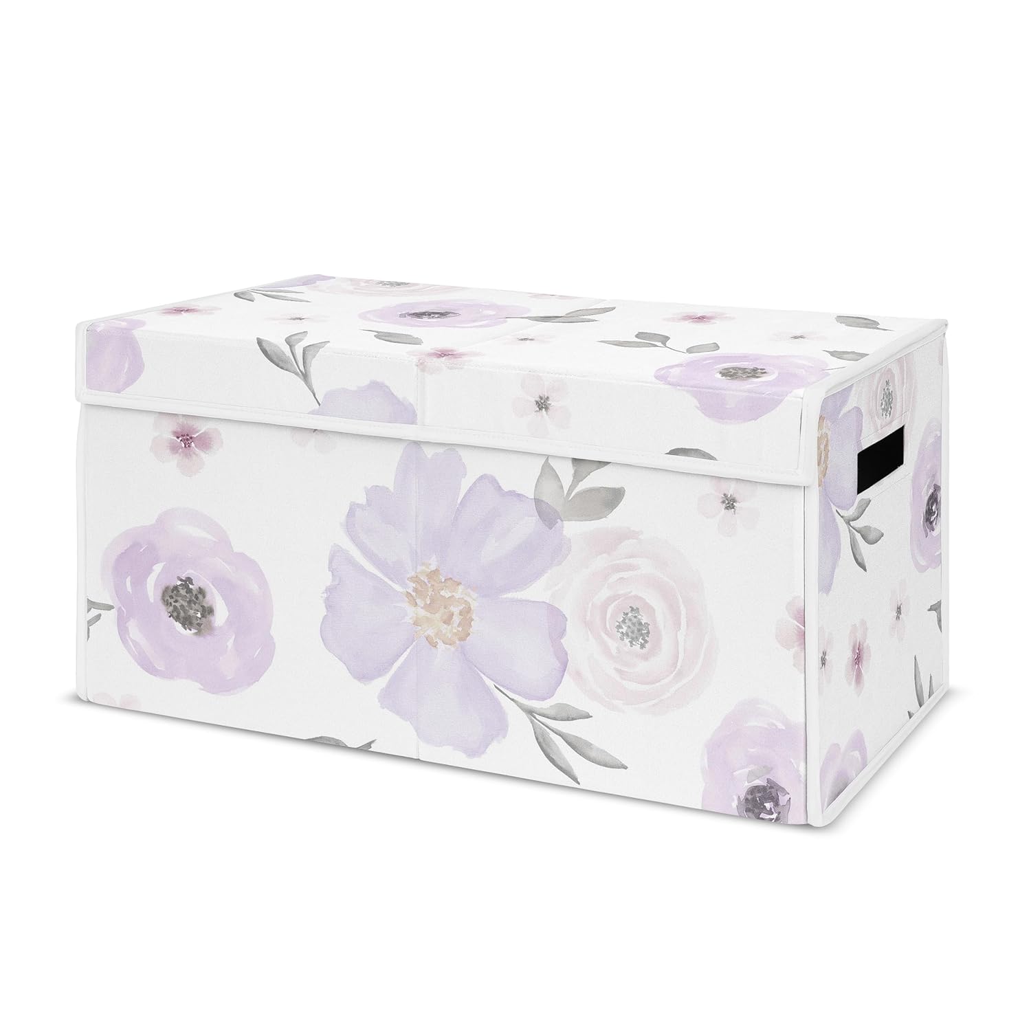Sweet Jojo Designs Purple Watercolor Floral Toy Bin for Kids Room